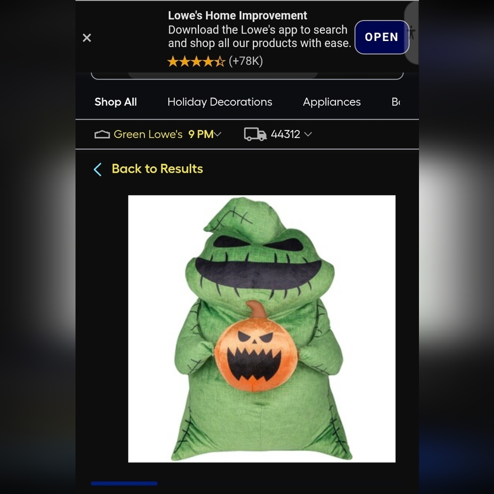NWT Disney Oogie Boogie Plush Halloween Porch Greeter Holding Pumpkin 22"